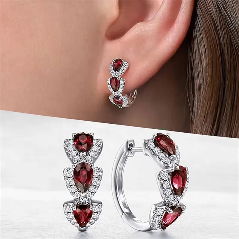 Luxury Blue Cubic Zirconia Hoop Earrings - Elegant Accessories for Weddings & Anniversaries