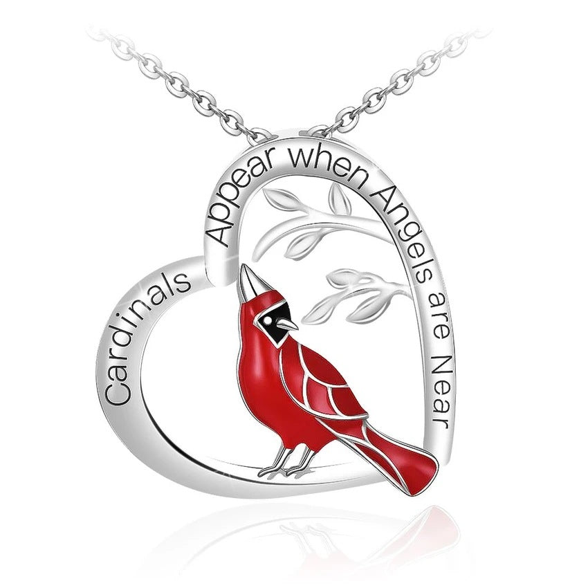 Creative Heart Shaped Cardinal Pendant Necklace, Exquisite Party Commemorative Accessory Gift Jewelry Anniversary Party Gifts, Valentine'S Day Gift