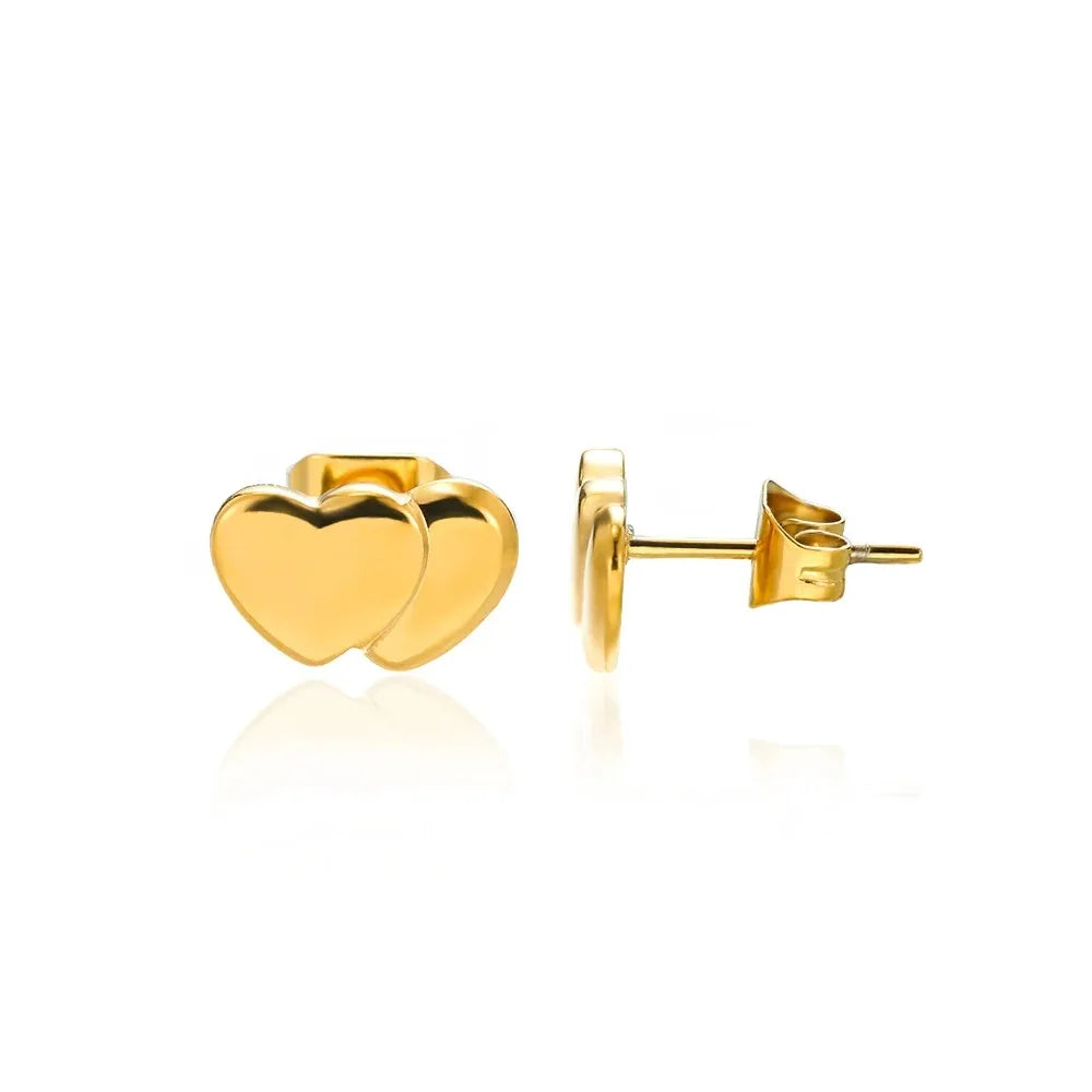 Elegant Gold Hollow Zircon Heart Earrings - Luxury Stainless Steel Jewelry Gift for Women with Free Shipping