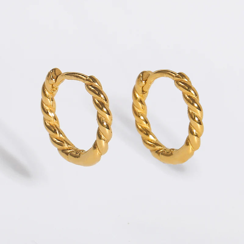 Elegant 18K Gold Plated Thin Rope Chain Hoop Earrings