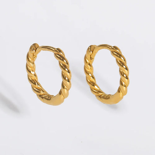 Elegant 18K Gold Plated Thin Rope Chain Hoop Earrings