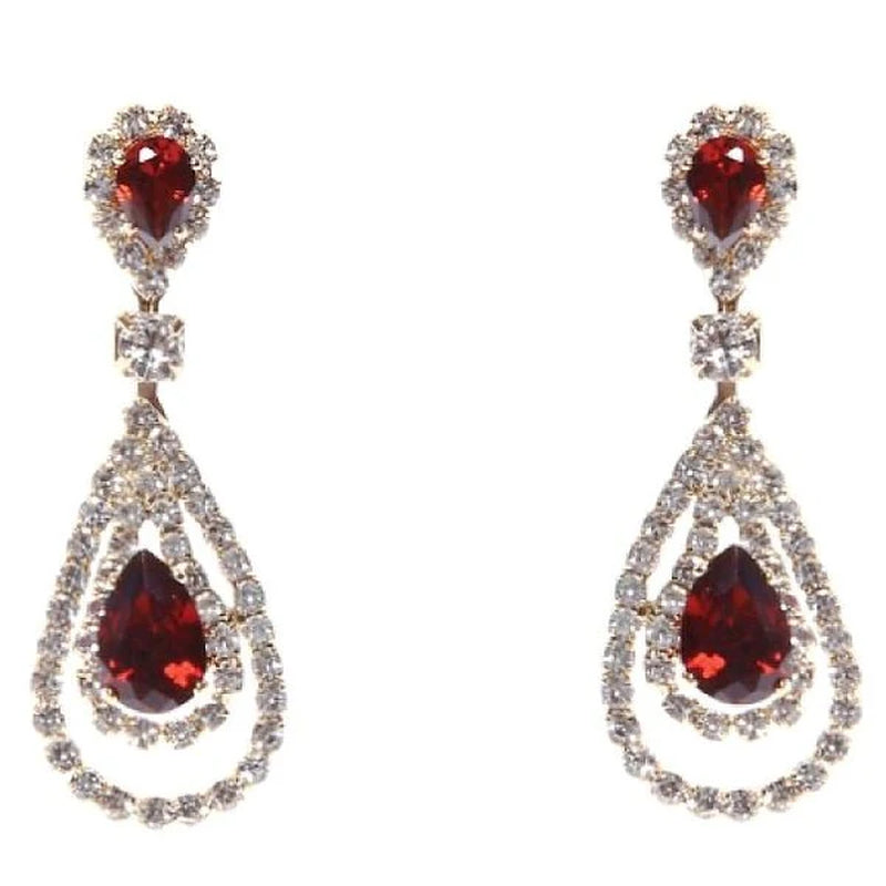 Elegant Linked Pear Rhinestone Dangle Earrings