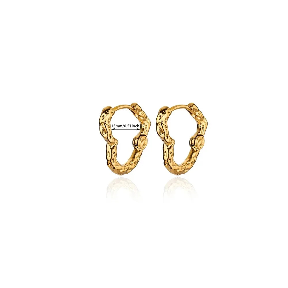 Elegant Gold Hollow Zircon Heart Earrings - Luxury Stainless Steel Jewelry Gift for Women with Free Shipping