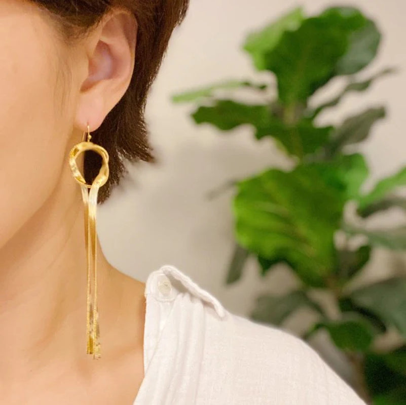 Elegant Herringbone Chain Drop Earrings for Effortless Style