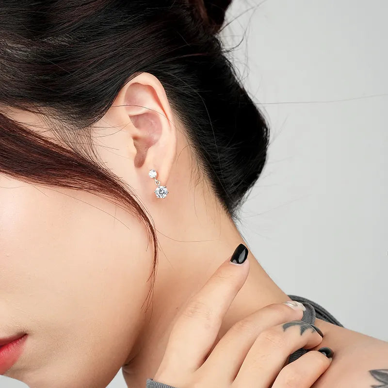 Elegant 925 Silver CZ Dangle Earrings for Women - Sparkle with Style!