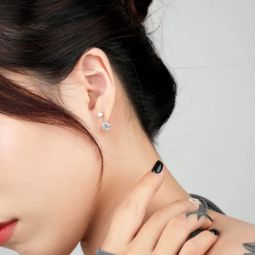Elegant 925 Silver CZ Dangle Earrings for Women - Sparkle with Style!