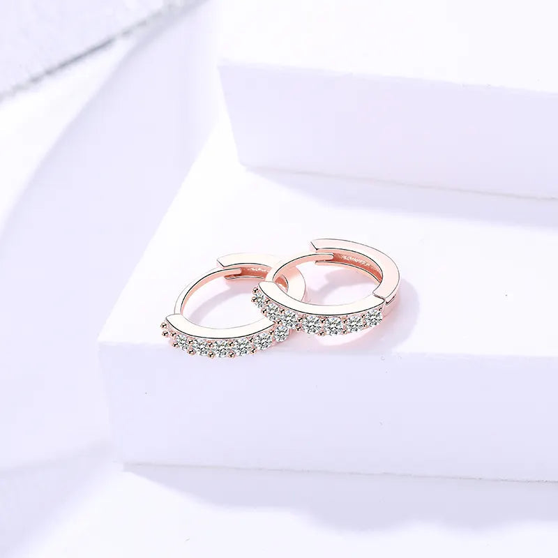 Stunning Rose Gold Micro Pave CZ Huggie Hoop Earrings for Effortless Elegance