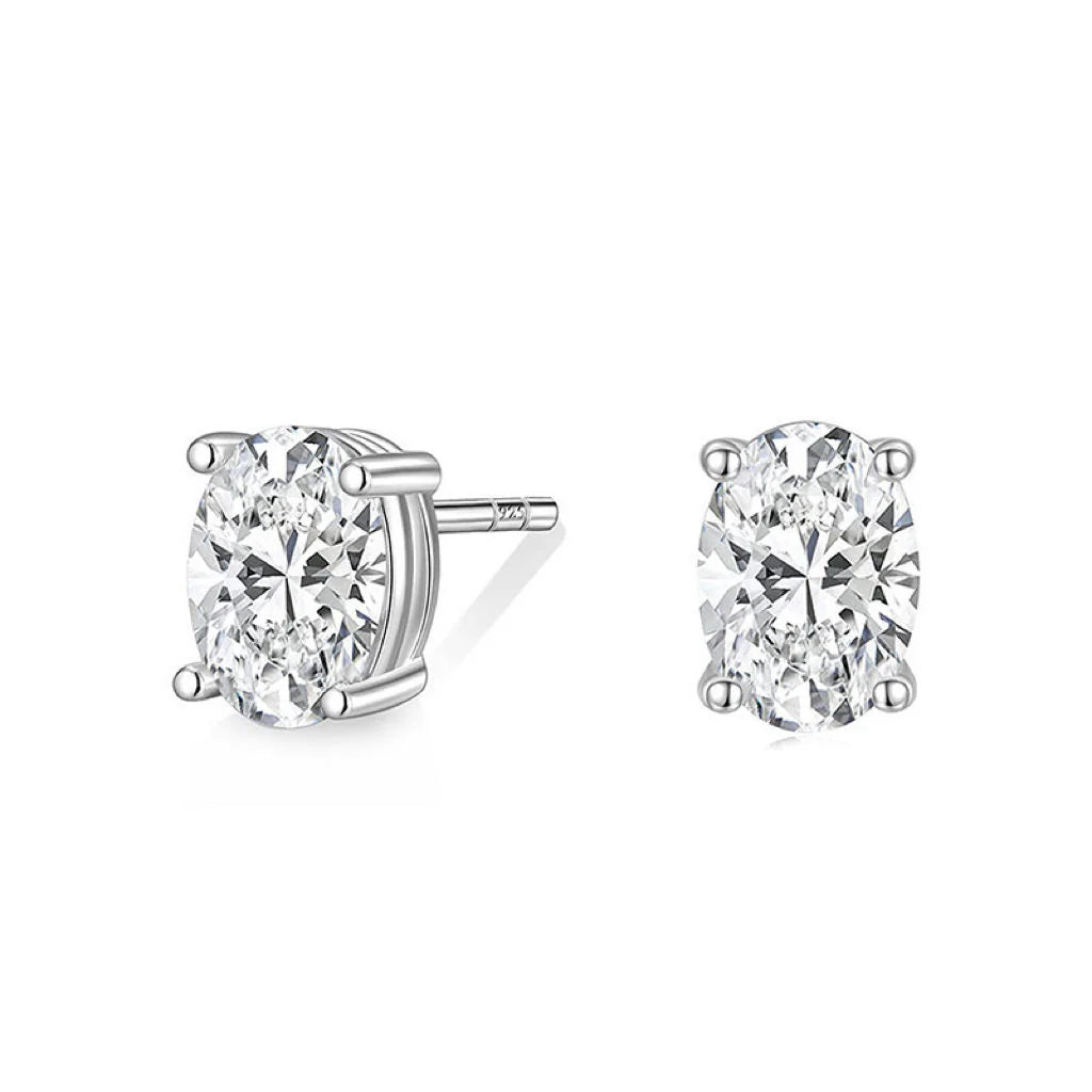 Elegant 925 Sterling Silver Prong Set Cubic Zirconia Stud Earrings