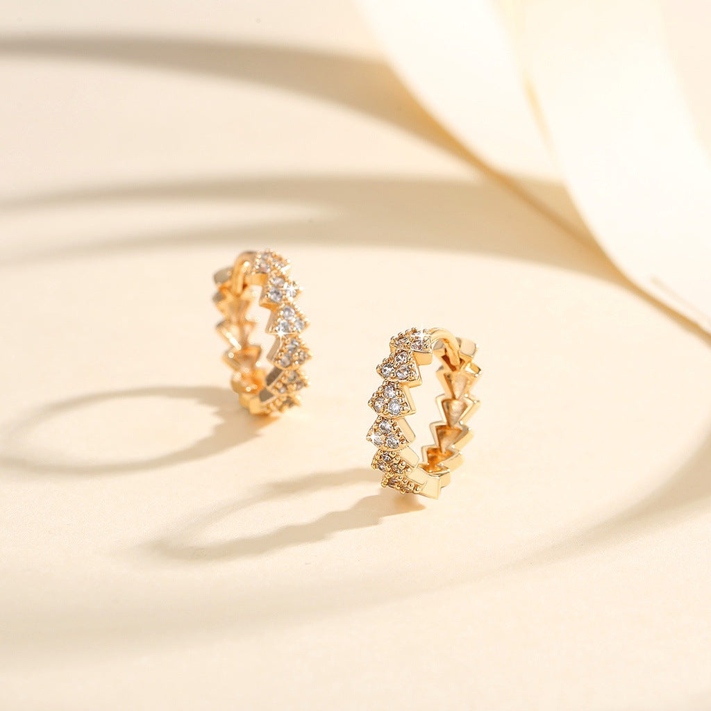 European and American Fashion Copper-Plated Gold Inlaid Zircon Earrings