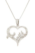 Stunning FAITH Heart Pendant Necklace with Sparkling Cubic Zirconia