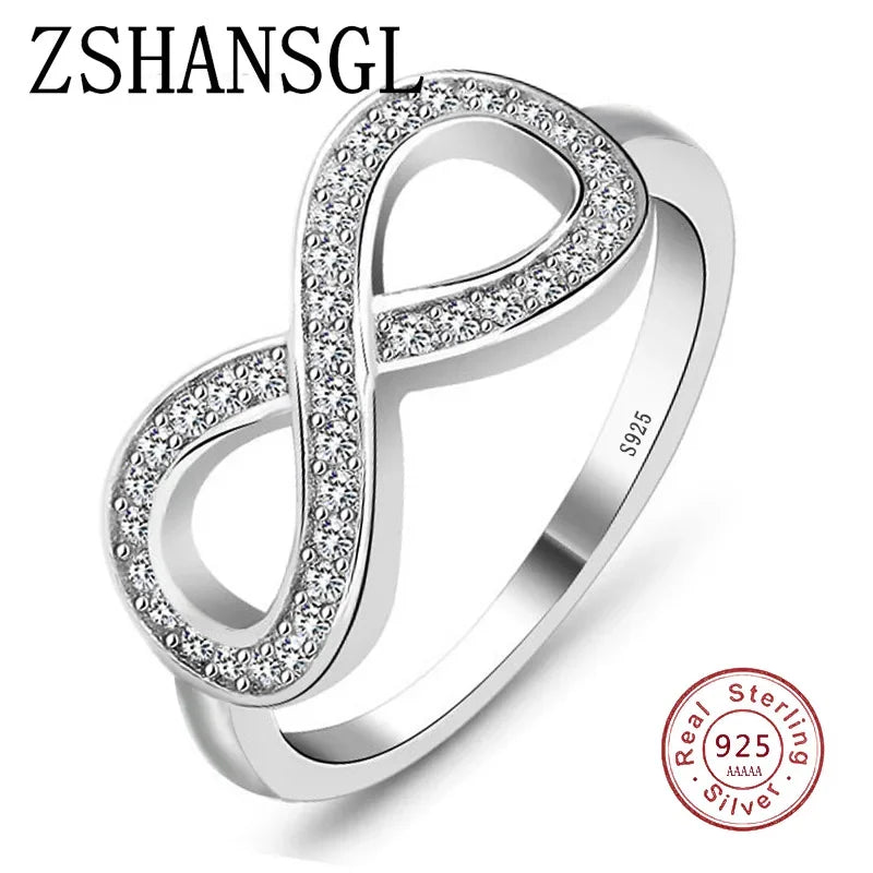 Elegant Infinity Love Claddagh 8 Shape 925 Sterling Silver Ring for Women - Timeless Silver Filled Jewelry