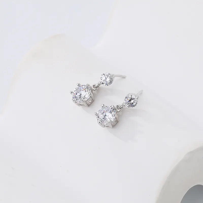 Elegant 925 Silver CZ Dangle Earrings for Women - Sparkle with Style!