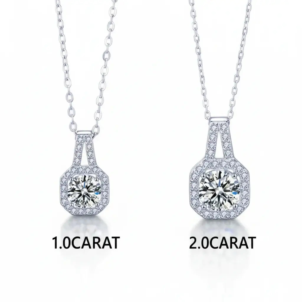Stunning Moissanite Diamond Pendant Necklace in Rhodium-Plated 925 Silver