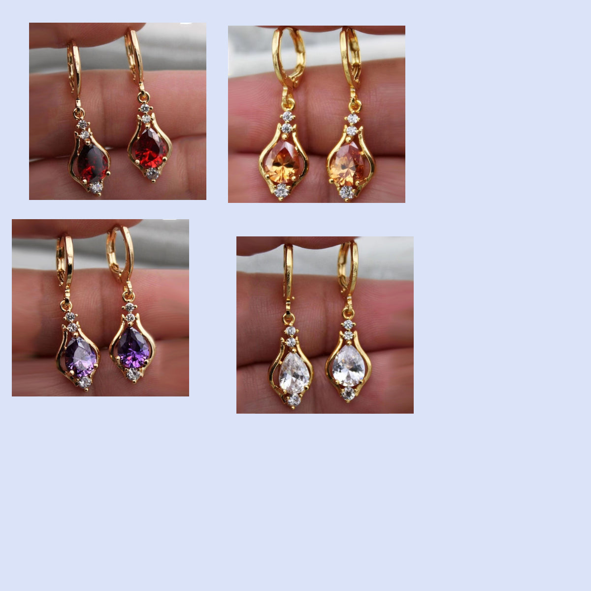 Purple Zircon All-Match Drop-Shaped Temperament Earrings