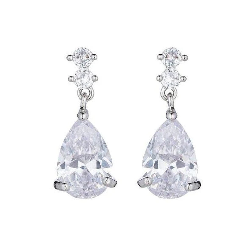Elegant Silver Teardrop Earrings with Sparkling Cubic Zirconia