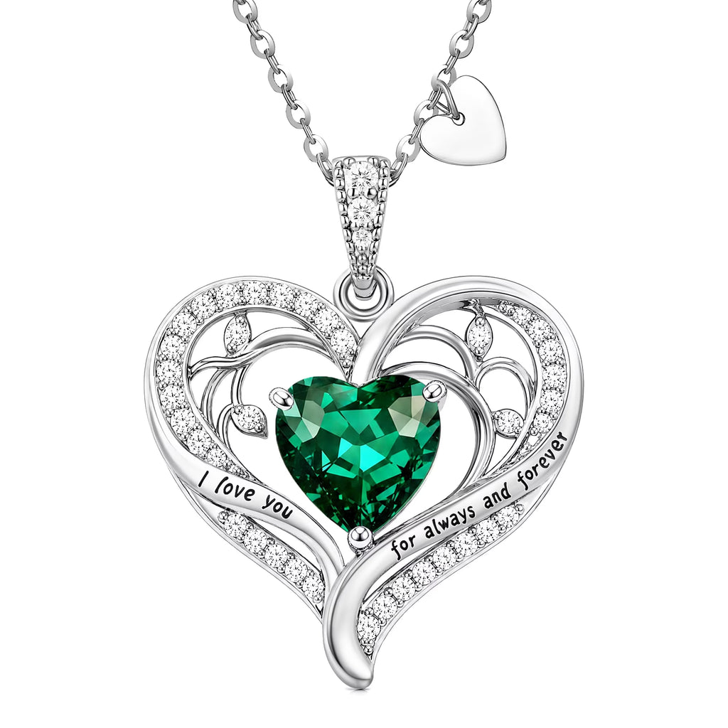 Birthstone Heart Pendant Necklace for Women, Christmas Birthday Anniversary Jewelry Gift