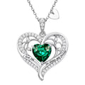 Birthstone Heart Pendant Necklace for Women, Christmas Birthday Anniversary Jewelry Gift
