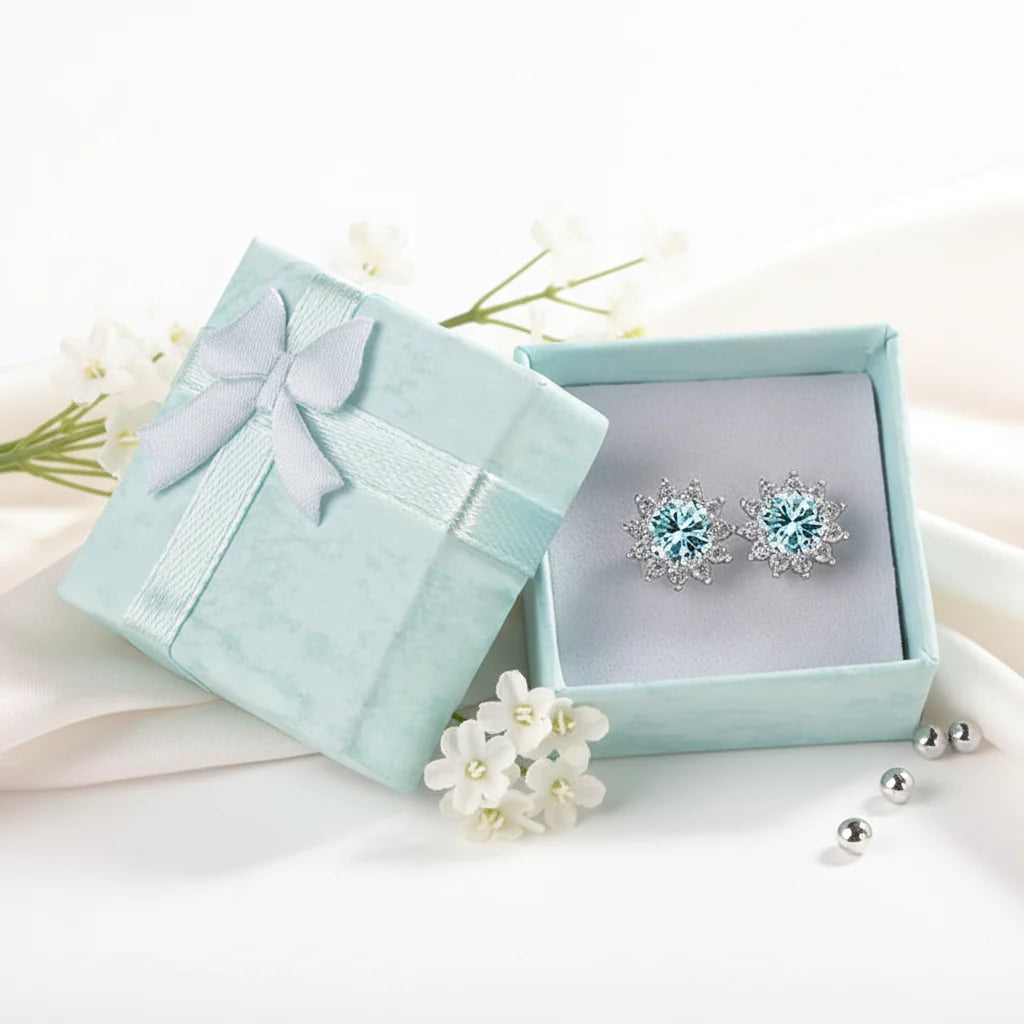 Stunning 1CT Moissanite Sunflower Stud Earrings in 925 Sterling Silver - D Color VVS1 Wedding Jewelry Gift for Her