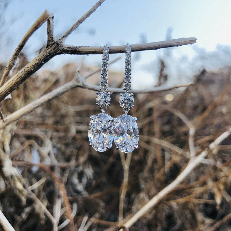 Women Elegant Cubic Zircon Anniversary Jewelry 925 Silver Filled Drop Earring
