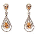 Elegant Linked Pear Rhinestone Dangle Earrings